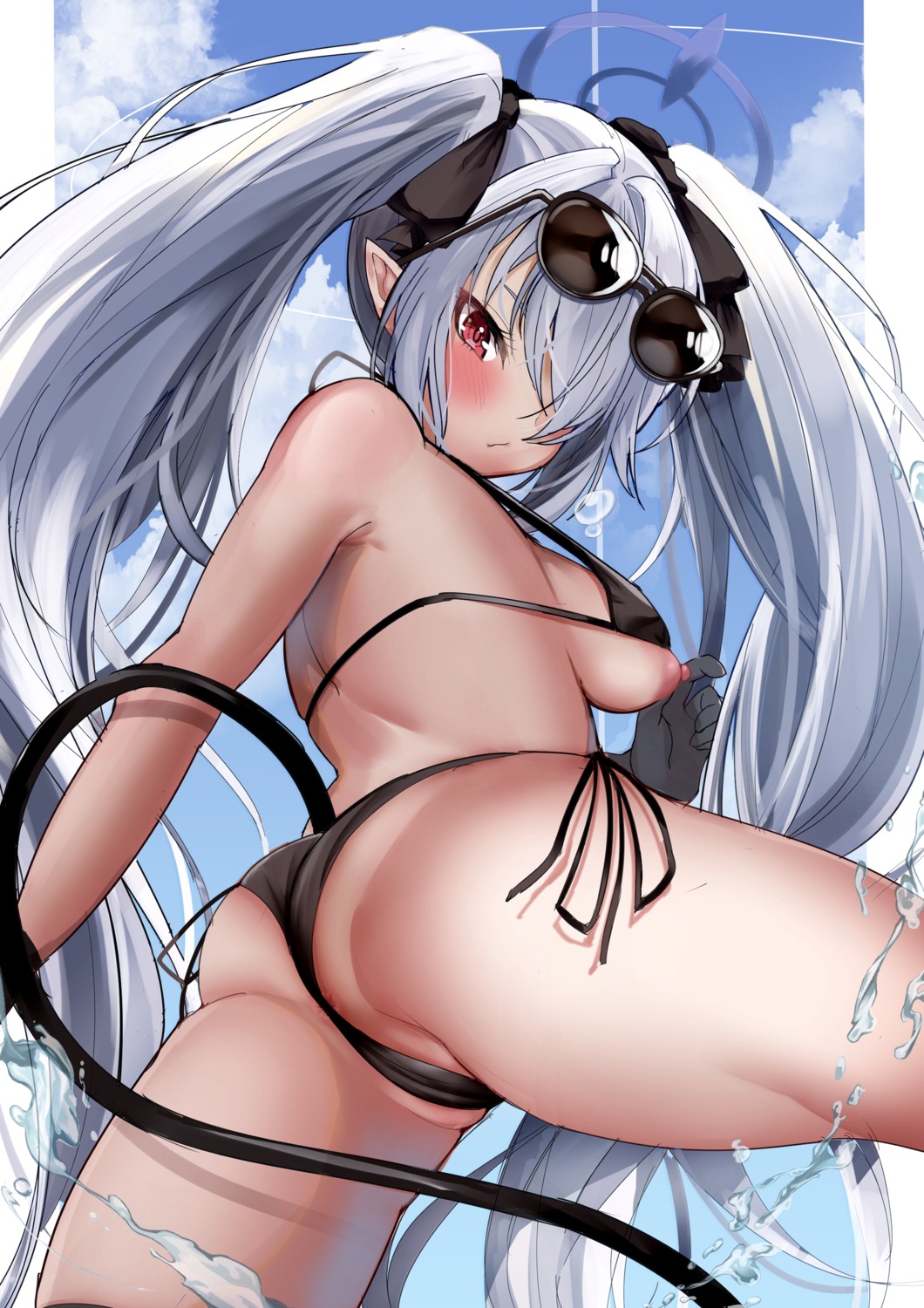 Ruman Doe Blue Archive Shiromi Iori Angel Bikini Cameltoe Megane